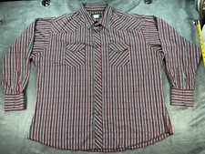 Vintage 2XL-3XL Wrangler USA Cowboy Western Shirt Black Pearl Snap Plaid Stripe