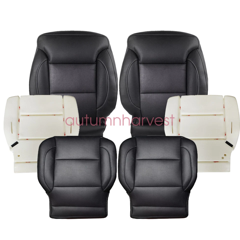 For 2014-2019 Chevy Silverado Front PERF Leather Seat Cover Black / Foam Cushion - Image 2 of 4