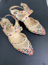 Size 6-10 Colorful Embroidery wear Pakistani Punjabi Women Khussa Jutti-Flats