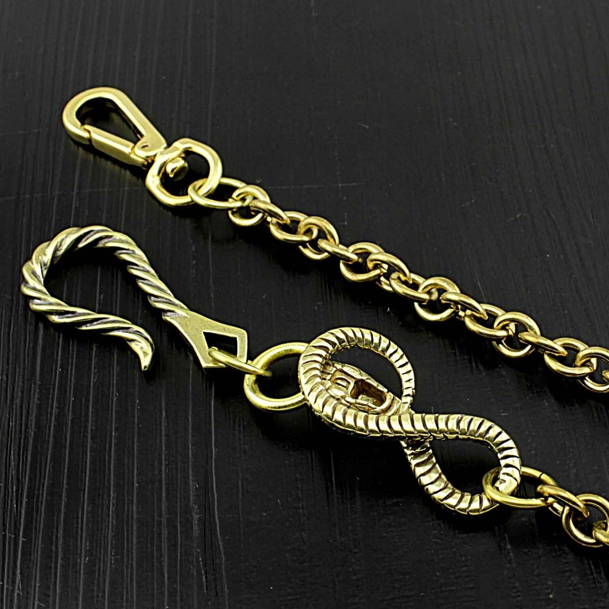 小物 Junky Jaguar wallet chain brass Japanese Solid Brass Pants Trouser Chain Snake Biker Key