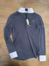 Tredstep Solo Eclipse Dove Gray Bling Show Shirt English Dressage Equestrian XS
