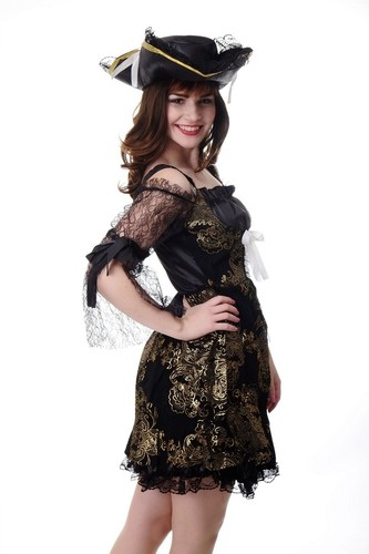 DRESS ME UP Disfraz Vestido de Mujer Funkenmarie Barroco Mujer Pirata Talla S/M - Imagen 3 de 5