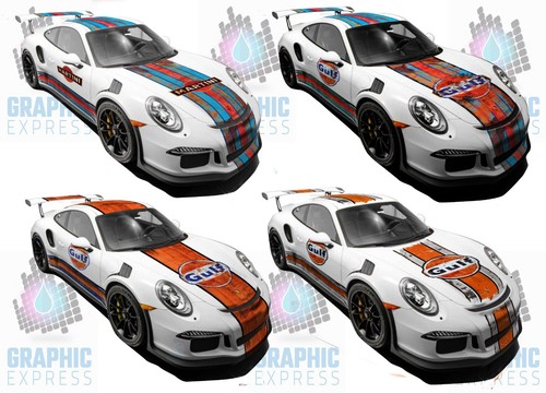 Rusted Pegatinas Martini Racing Stripes Porsche Carrera Cayman Gulf Le Mans - Bild 1 von 14