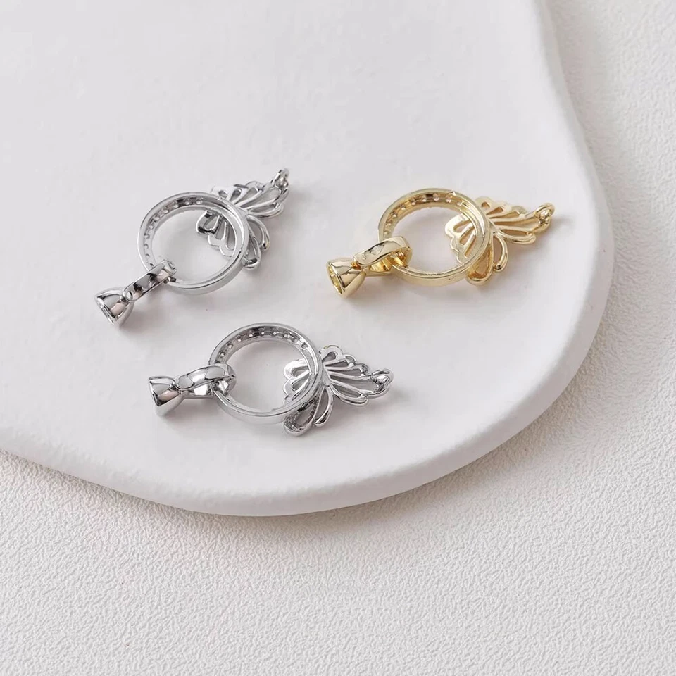 1 Set CZ Pave Butterfly Toggle Clasp,Cubic Zirconia Ring Butterfly Toggle Clasp - Image 4 of 4