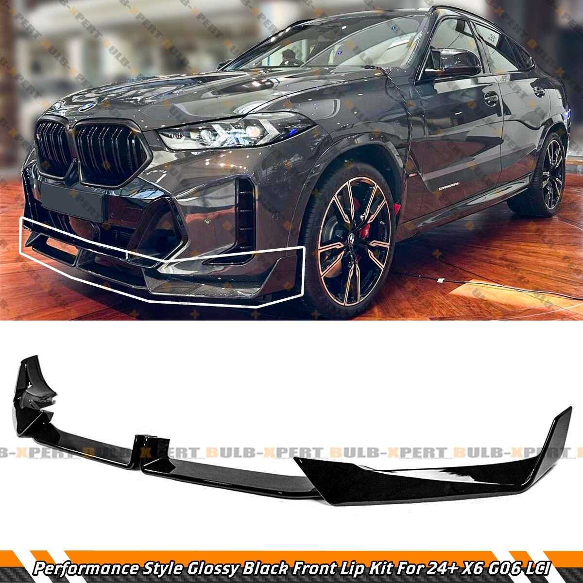 MP Style Gloss Black Front Bumper Lip Spoiler For 2024-26 BMW X6 G06 M ...