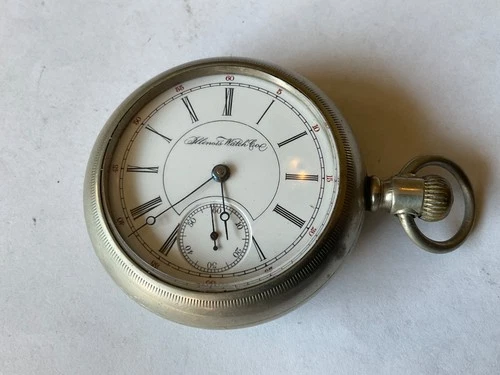 Illinois 11-15 jewel 18S nickel damaskeened Pocket Watch 1895 swls