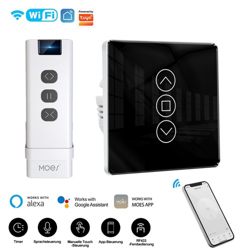 RF Smart TouchScreen Curtain Switch Roller Shutters Tuya APP Control For Alexa LCD - Picture 34 of 35