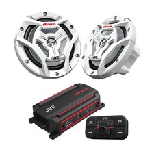JVC KS-DR2104DBT 50W 4-Ch Bluetooth Amp 2 Pr CS-DR6201MW 6.5" Marine Speakers