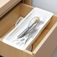 2 Pack Deep Drawer Organizer Adjustable Storage Bin 12.4-17.7" Adjustable Wid