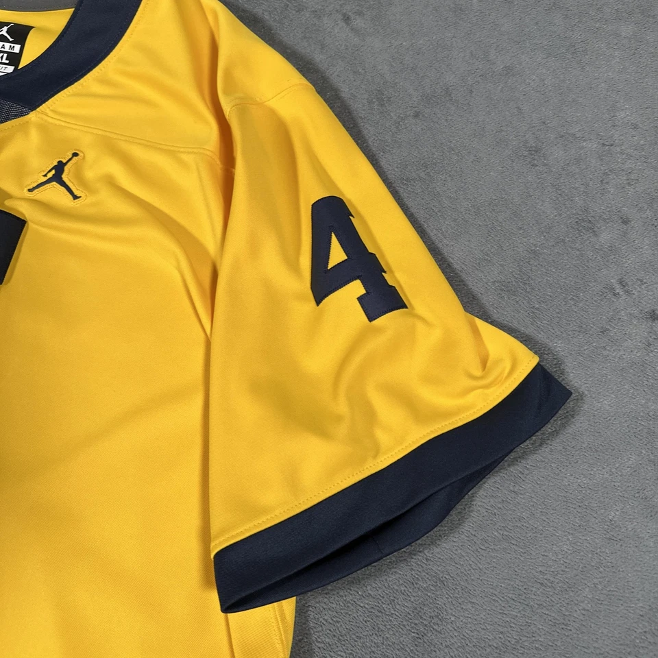 Мужская футболка Nike Jordan Jumpman Dri-FIT командный футбол 2XL желтая темно-синяя номер 4 - Изображение 4 из 4