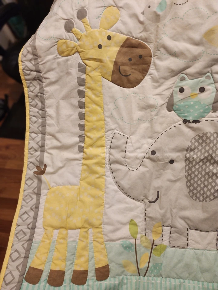 Edredón Cuna Bebé Garanimals Gris Bosque Animales Blanco y Amarillo - Foto 3 de 4