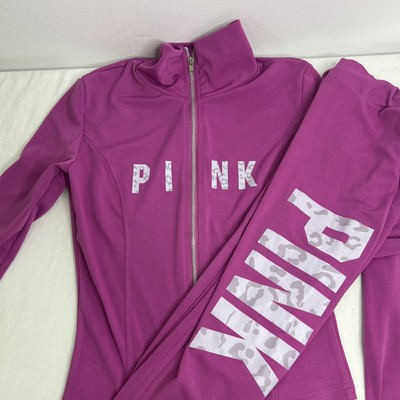 Victorias Secret Pink Track Jogging Suit Size Medium 2-Piece Top And Bottom EUC