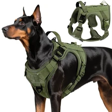 Heavy Duty Tactical Dog Harness for Large Dogs, No Pull Adjustable Pet Harnes...