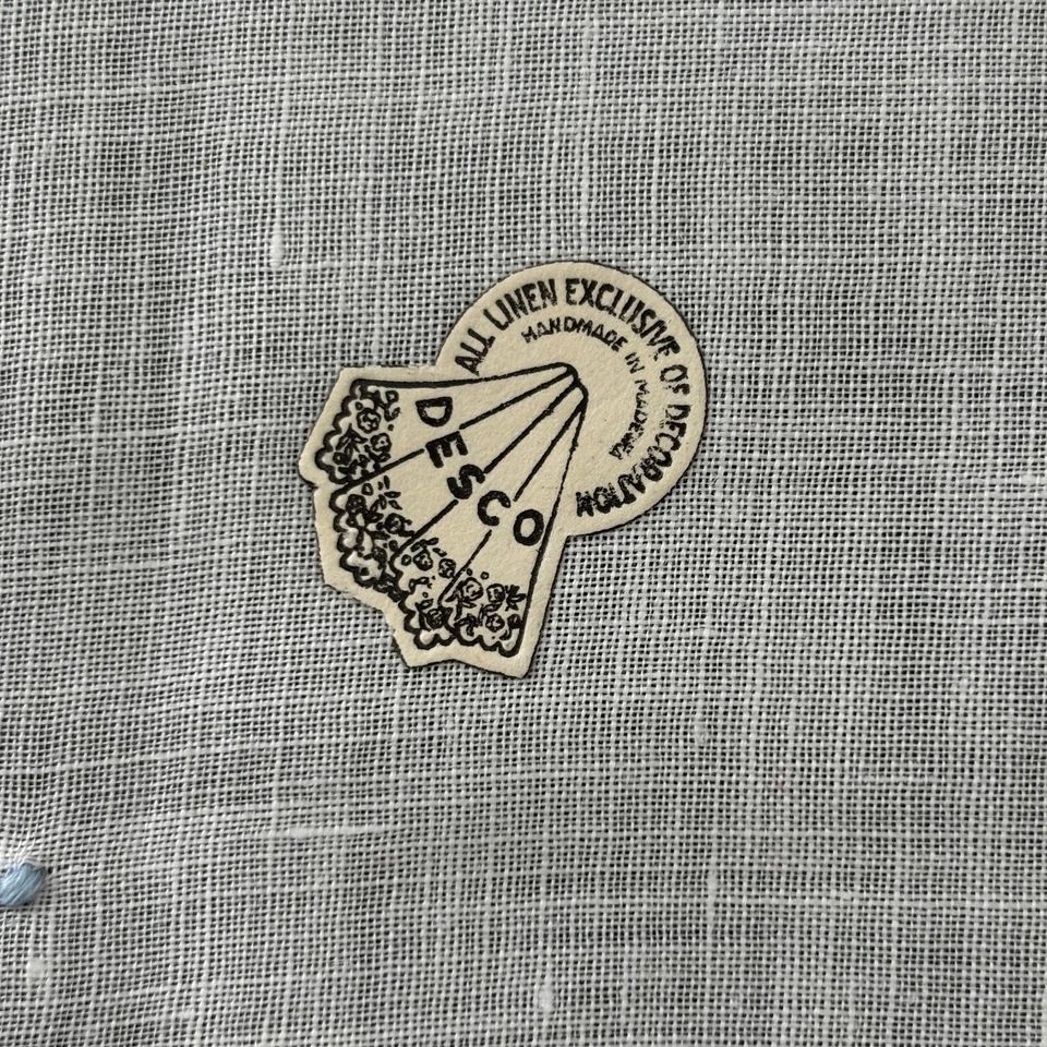 Pañuelo de boda Madera de lino bordado novia algo azul cottagecore Foto 2 de 4