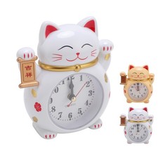 Lucky Cat Clock Accurate Plastic Cute Cartoon Good Lucky Cat Alarm Clock For NEW