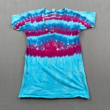 Vintage Fruit of the Loom Tie Dye T Shirt Womens Medium Deep V Neck 90s USA Made