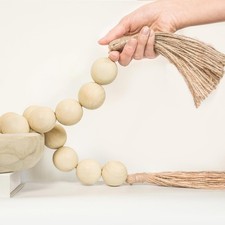 Extra Large Wood Bead Garland with 1.6" Diameter Wood Beads, Wooden Beads Gar...
