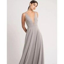 Jenny Yoo Grey Lace Inlay Ball Gown Dress Size 8 NWT Wedding Event