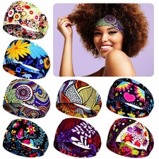 8 Pcs Wide African Headband for Women Stretchy Boho Print Hairband Non Slip H...