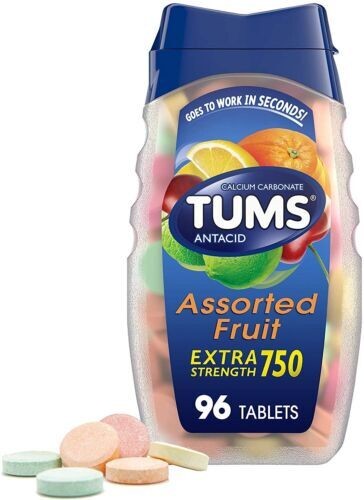 Tums Extra Strength 750 Antacid Chewable Tablets Assorted Fruit 96 Count 6 Pack - Picture 3 of 11
