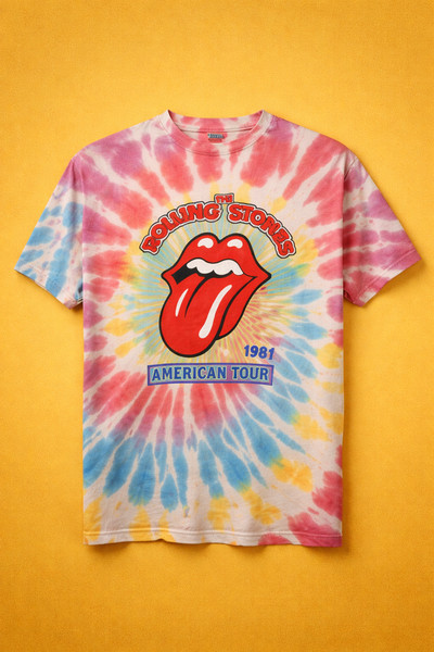 Rolling Stones 1981 OFFICIAL Tour T Shirt Tie Dye Bravado Licensed Size M Unisex
