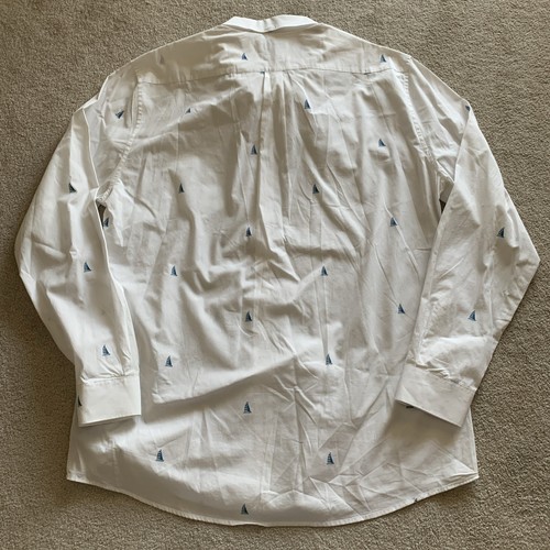 Barbour Tailored Fit Button Front Shirt Mens XL White L/S AOP Sailing Preppy - Imagen 8 de 9
