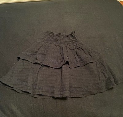Chelsea & Violet Girls Black Tiered Pull-On Skirt Elastic Waist Cotton S