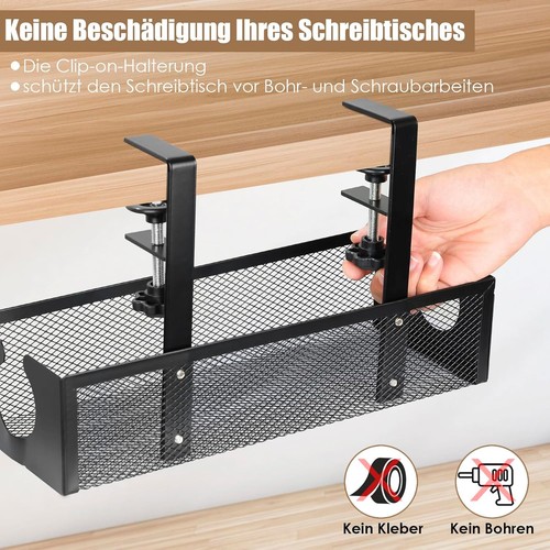 Kabelmanagement unter Schreibtisch Bohrfrei Kabelkanal Untertisch Kabelkorb - Afbeelding 5 van 12