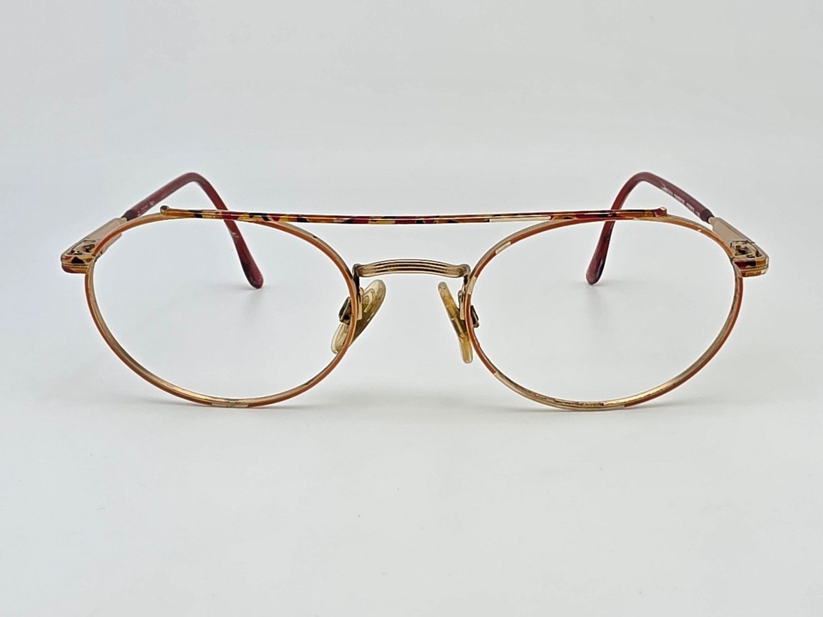 Luxottica Cambridge GEP Gold Red Aviator Sunglasses Frame w Flexhinge Italy 50mm View 2