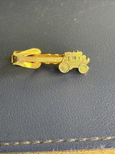 Vintage Wells Fargo Stagecoach Gold Tone 1 1/2" Tie Clip Clasp Old West Western