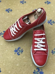 Gucci Baskets Baskets Chaussures Cuir Rouge Entrelacé G Homme UK 12 UK 13 EU 46