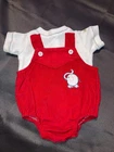 Vintage Cabbage Patch Kids/Doll Clothes Red Elephant Overalls (400)