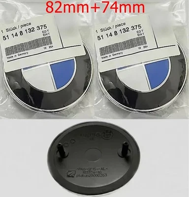 Pair Front Hood & Rear Trunk 82mm & 74mm Emblem Fit For E46 E39 51148132375 - Bild 1 von 3