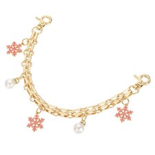 1Pcs 10" Snowflake Pearl Pendant Handbag Chain Strap, Rose Red