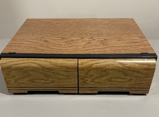 VTG VHS Tape Holder Faux Wood Grain 2 Drawer Cabinet Storage Case Holds 18 Tapes