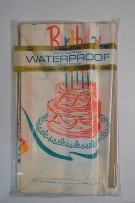 Vintage Rembrandt Line Tablecloth Cover NIP Birthday Cake Reed's MCM USA Party