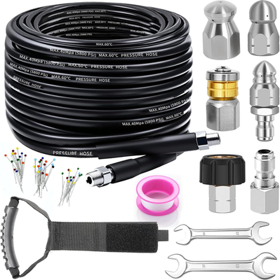 #ad Sewer Jetter Kit for Pressure Washer 100FT Drain Cleaner Hose 5800PSI with 1 4 $85.04
