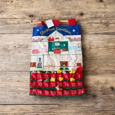 Vintage 1989 Kubla Crafts Fabric Hanging Advent Calendar Christmas *FLAWS*