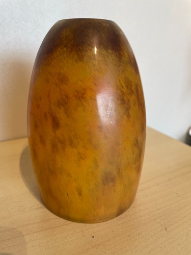 Vintage Pate de Verre Daum Nancy France Art Déco orange glass lamp shade 13.5cm - Picture 8 of 14