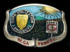 TE15144 VINTAGE 1970s NCGA FUNK'S G HYBRID CORN UTILIZATION PROJECT BUCKLE