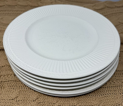 Vintage Mikasa Italian Countryside, Dinner Plates 11   Qty 6 White One chip