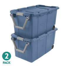 Sterilite Extra-Large Wheeled Industrial Storage Bin, 40 Gallon Blue, 2 Pack