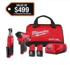 Milwaukee M12 FUEL Cordless 2-Tool Combo Kit, 1/4in. Hex Impact Driver Free Ship