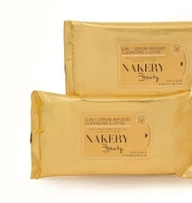 Nakery Beauty 5-in-1 Serum-Infused Cloths for Face & Body, 60 wipes New & Sealed