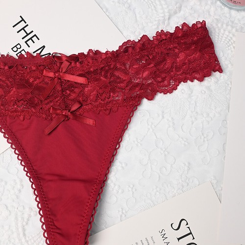Pack of 4 Sexy Womens Ladies Cute Panties Lace Thongs G string Bikinis Lingeries - Picture 12 of 13