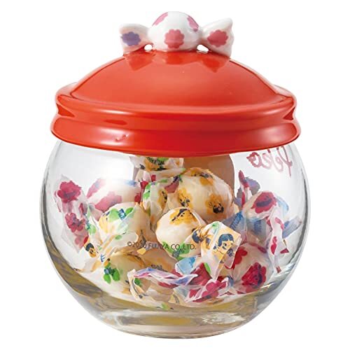 Fujiya Peko-chan Glass Candy Pot 320ml SAN3557 Red Storage