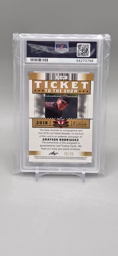 Grayson Rodriguez 2018 Leaf Valiant Auto Rookie RC ORANGE /35 Orioles PSA 10 GEM - Picture 2 of 2