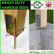 Image of Heavy Duty YELLOW Galv ("U" Shape With Pin) POST FENCE Foot Anchors CONCRETING