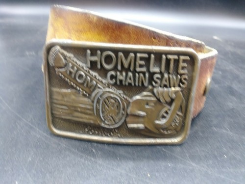 Vtg Homelite Chainsaws Brass Power Tool Belt Buckle (c3)