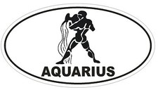 AQUARIUS Oval Bumper Sticker or Helmet Sticker D1880 Euro Oval Zodiac Horoscope